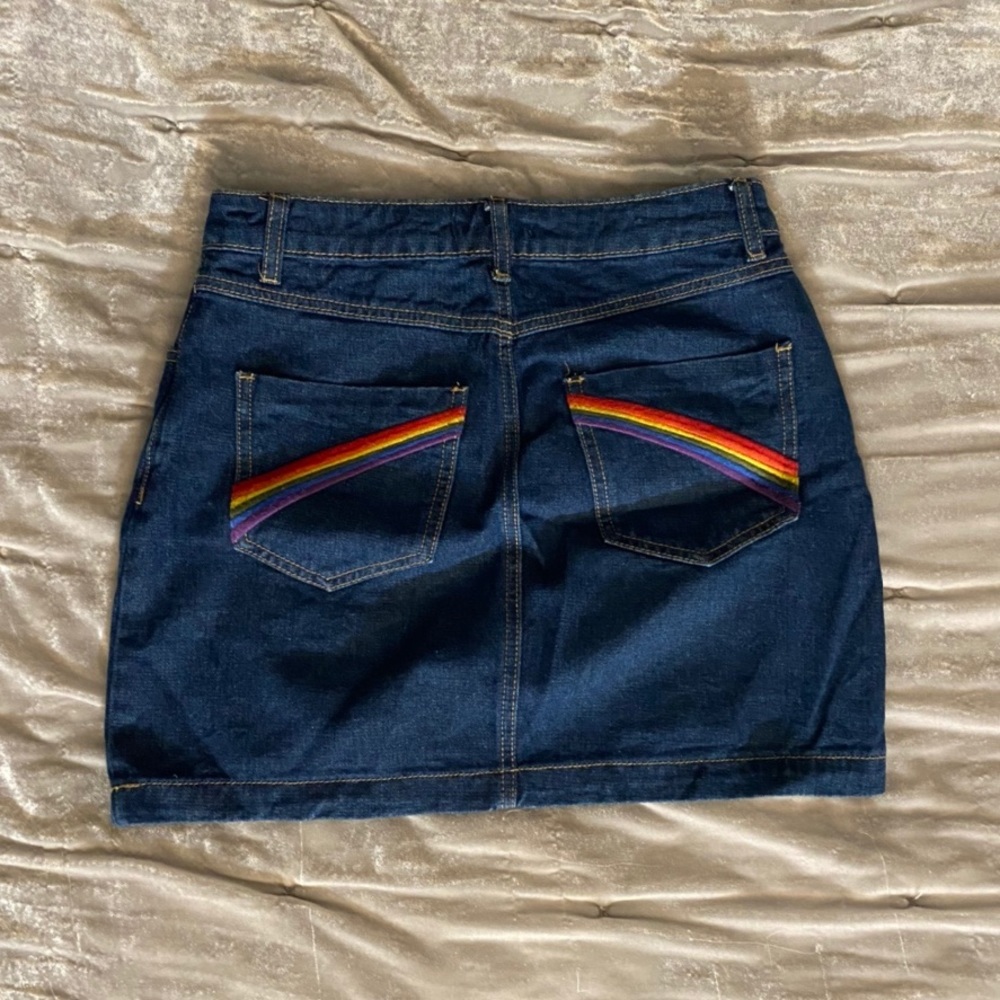 Rainbow Denim Mini Skirt
